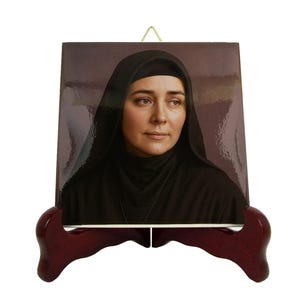 Saint Rafqa Ceramic Icon Tile: Handcrafted Religious Gift, Home Altar Art