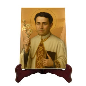 Religious gifts Saint Damien of Molokai handmade ceramic icon, perfect for domestic altar, communion and confirmation gift - Catholic saints