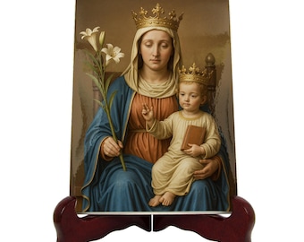 Our Lady of Walsingham Ceramic Icon, Virgin Mary & Child Jesus, English Marian Shrine, REALITAS Series | Flos Carmeli HolyArt