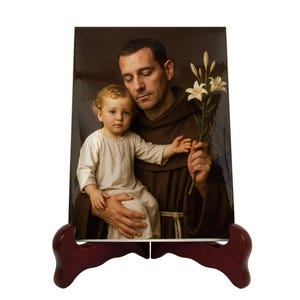 Saint Anthony of Padua Ceramic Icon: Photorealistic Religious Art
