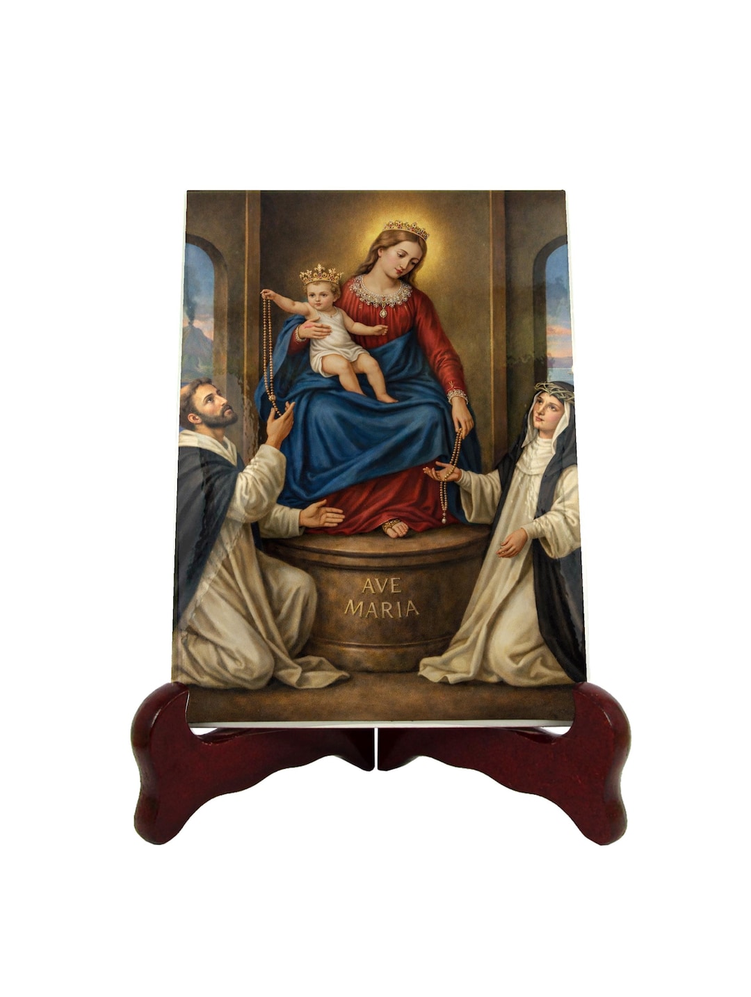Virgin of the Rosary of Pompei Ceramic Icon – Catholic Gift Religious ...