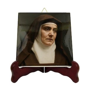 Icône en céramique de Sainte Edith Stein : décoration artisanale d'autel de maison catholique
