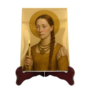 Catholic gift idea, Saint Genevieve of Paris, ceramic icon, perfect for home altar or special religious occasion gift, religious art
