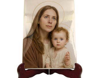 Madonna and Child Ceramic Icon, Virgin Mary with Baby Jesus, Catholic Motherhood Gift, REALITAS Series | Flos Carmeli HolyArt