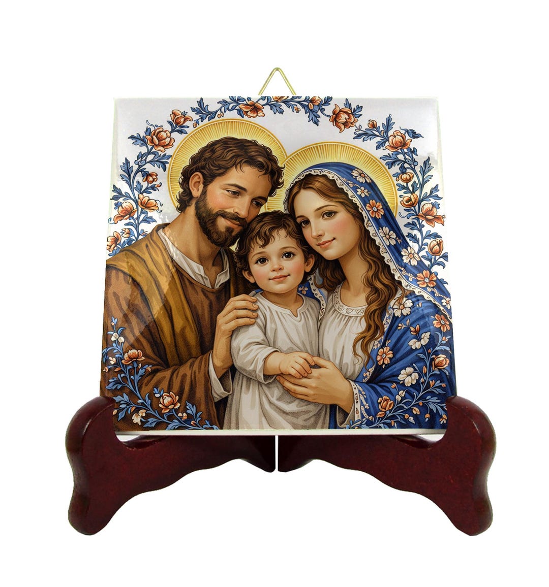 Holy Family Ceramic Icon – Jesus, Mary and Joseph Catholic Wall Art ...