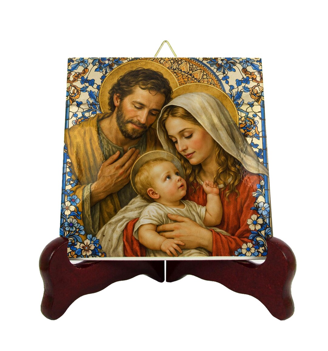 Holy Family Ceramic Tile Catholic Wall Art Sacred Home Decor Christian ...