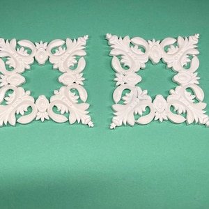 white plastic ornaments for DIY projects  {set 2pc)