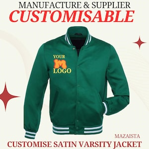 Unisex Satin Varsity Jacket – Forest Green with White Trim