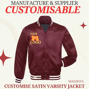 Light weight SATIN bomber jacket | custom satin varsity jacket | unisex Maroon satin jacket