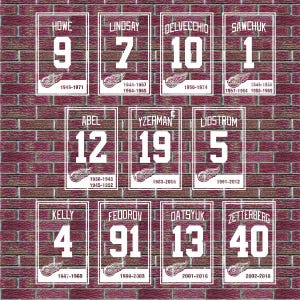 détroit, ailes, bannière, bannières de hockey, numéros retraités, joe louis arena -