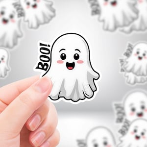 Cute Boo Ghost Sticker | Premium Die Cut Stickers | Premium Vinyl Waterproof Stickers | UV Gloss Lamination  | FAST SHIPPING!