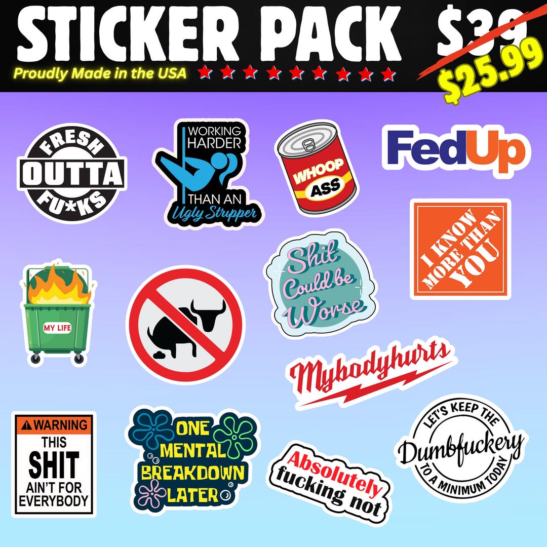 Funny Parenting Life Blue Collar Sticker Pack - 13 Waterproof Vinyl ...