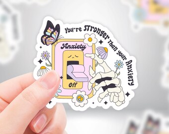 You Are Stronger Than Your Anxiety" Light Switch Mental Health Sticker for Positivity