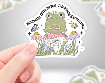 Introvert Frog Sticker, Mental Health, Waterproof Vinyl