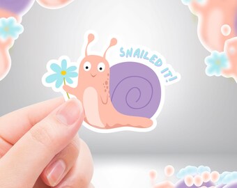 Snailed It" Cute Funny Snail Sticker for Mental Health & Motivation