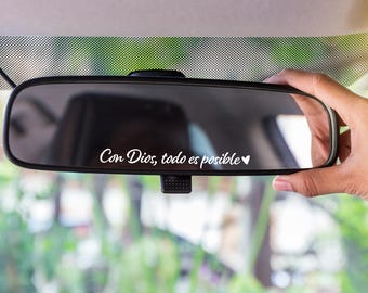 Con Dios Todo Es posible Prayer Decal for Vehicles, Real View Mirror Car Stickers in Spanish