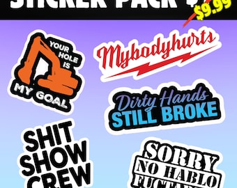 Funny Blue Collar Sticker Pack 5 Waterproof Vinyl Car Stickers for Hard Hat, Toolbox, Laptop  Dirty Humor Construction Stickers