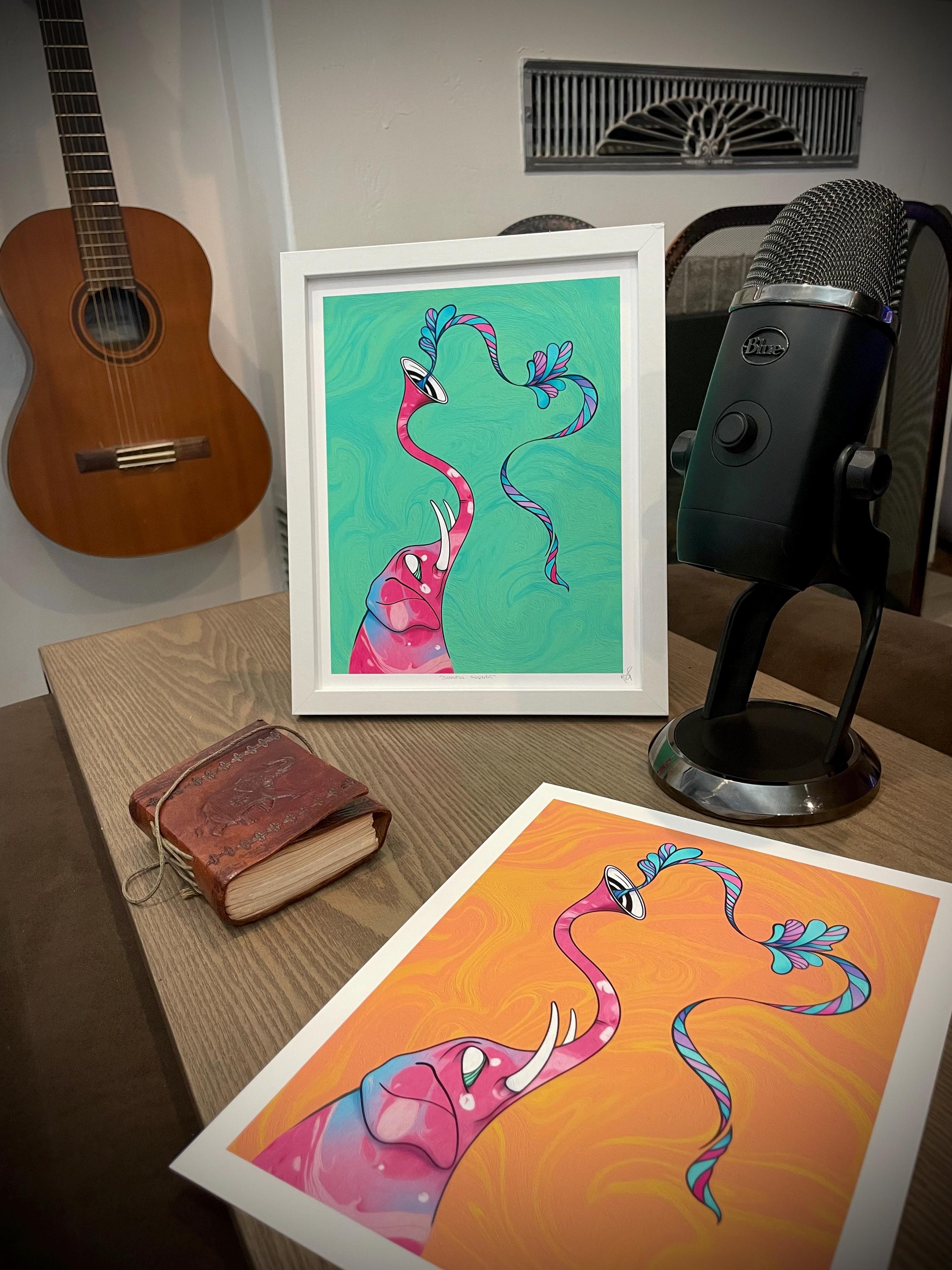 Soulful Sounds - Art Print - Musical Sounds from an Elephant 8x10 in.