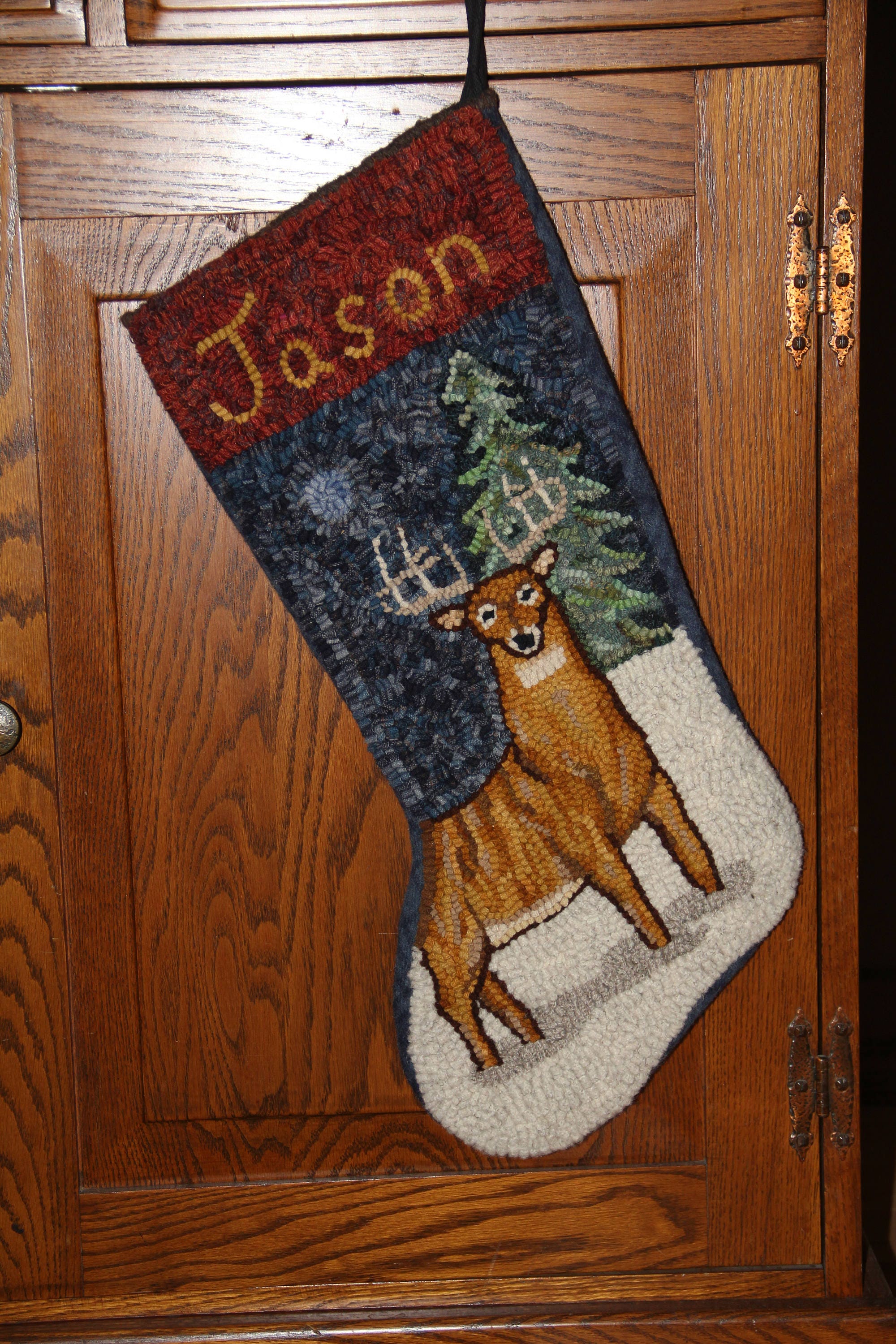 WHITETAIL DEER Stockingrug Hooking PATTERN on Linen, Rug Hooked Buck