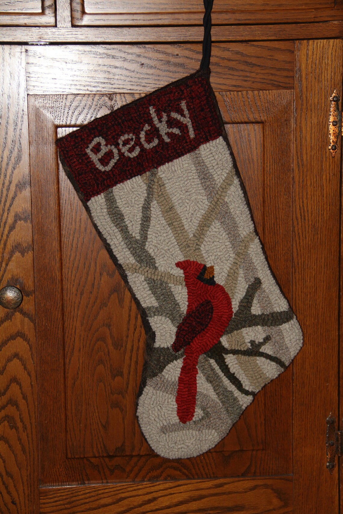 CARDINAL in Tree Branches Stocking Rug Hooking PATTERN on Linen, Rug ...