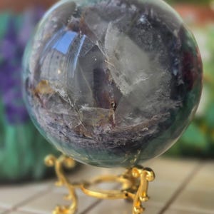 Natural Fluorite Sphere with Stand - Elegant Home Decor | Perfect Gift Idea for Anniversaries and Special Occasions