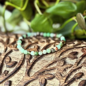 Chrysoprase Crystal Bracelet, 4mm Green Gemstone Stacking Bracelet
