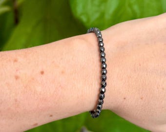 Faceted Hematite Stacking Bracelet, Grounding Crystal Jewelry