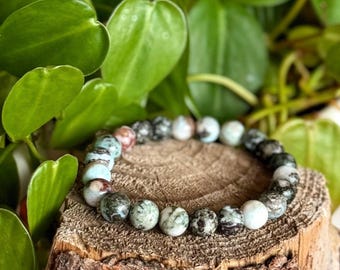 ラリマークリスタルブレスレット - ビーズブレスレット、ハンドメイド 