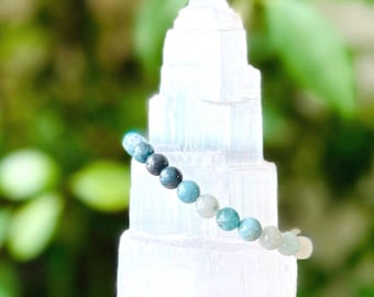 Pulsera de cristal de trolleita, piedra espiritual calmante, pulsera de cuentas apilables (6 mm)