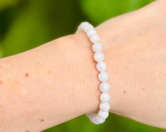 Celestite Crystal Bracelet, 6mm Beaded Stretchy Jewelry