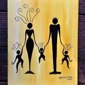 Custom family portrait silhouettes original acrylic painting image 2