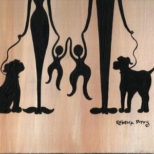 Custom family portrait silhouettes original acrylic painting image 8