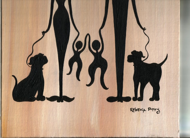 Custom family portrait silhouettes original acrylic painting image 8