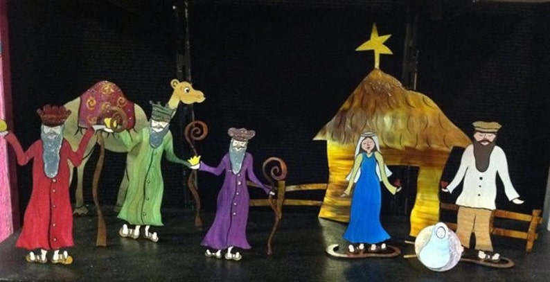 9 piece set Nativity Scene Handpainted Steel