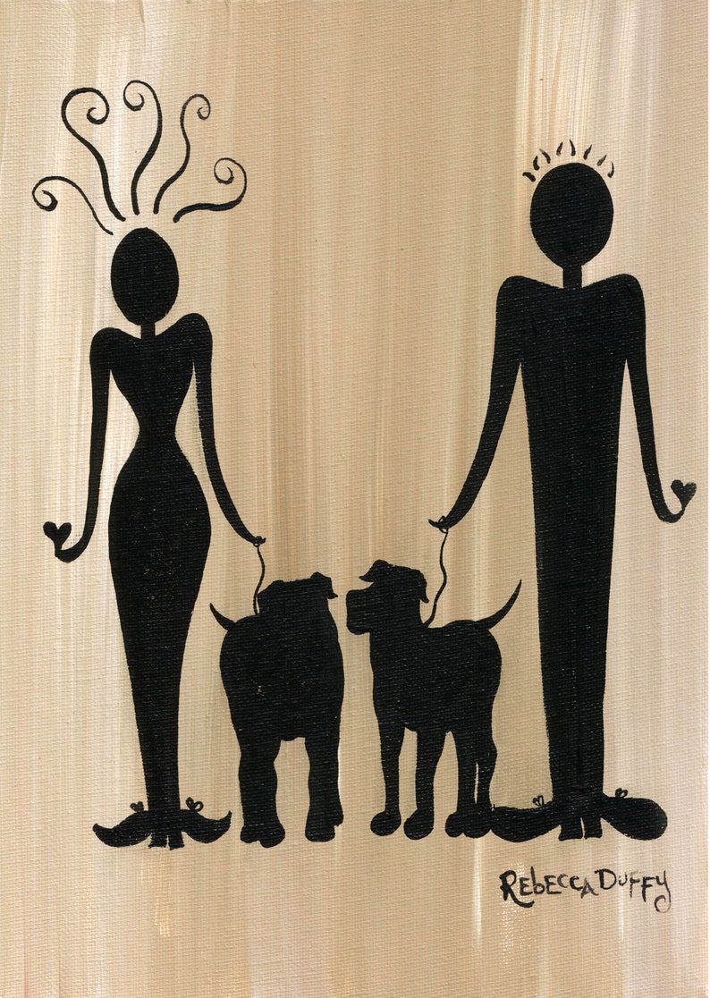 Custom family portrait silhouettes original acrylic painting image 3