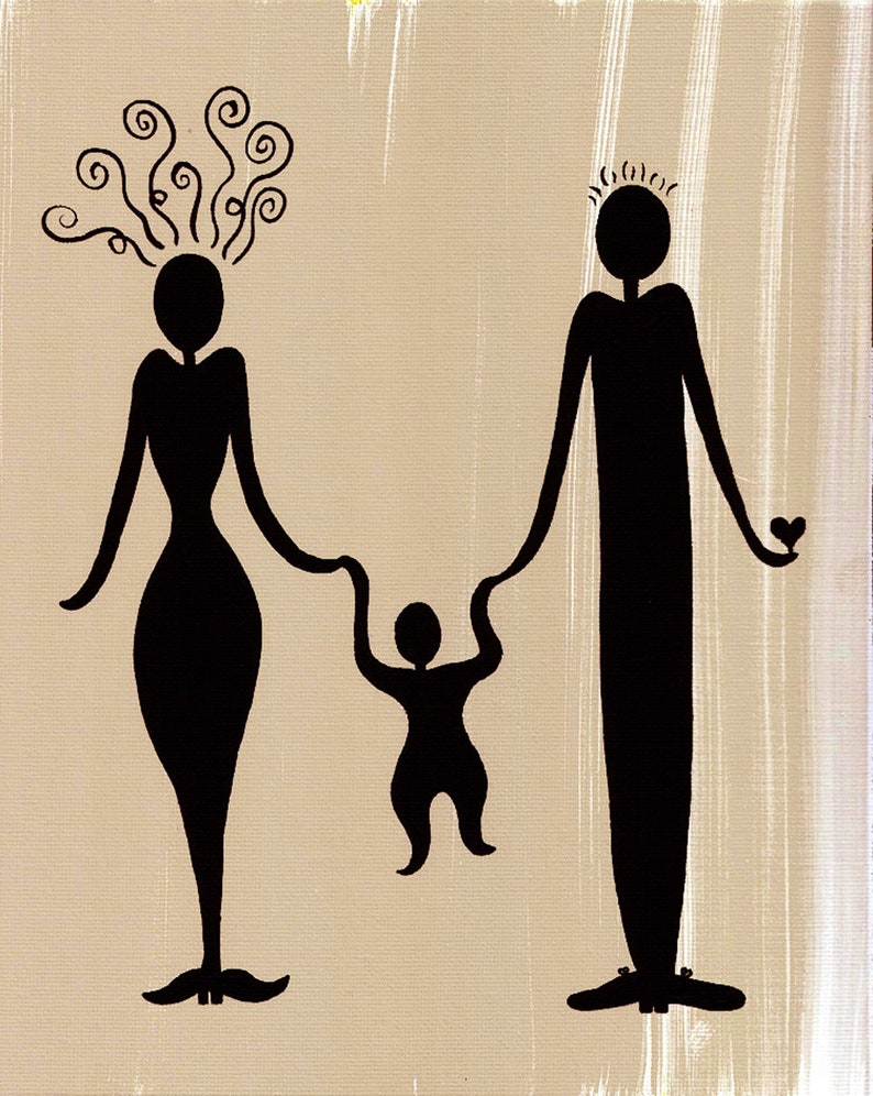 Custom family portrait silhouettes original acrylic painting image 7