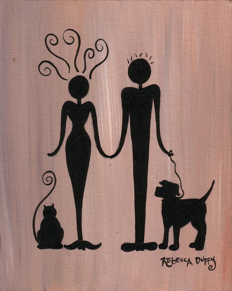 Custom family portrait silhouettes original acrylic painting image 6