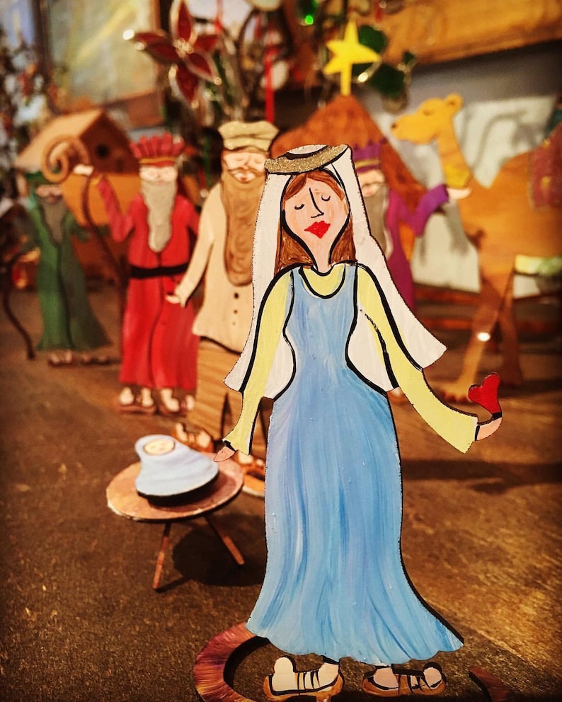 9 piece set Nativity Scene Handpainted Steel