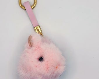 Fluffy Pink Bunny Keychain: Soft Faux Fur Rabbit Bag Charm