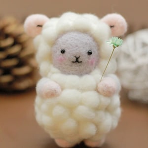 Handmade Wool Felt Sheep Figurine: Farmhouse Nursery Decor
