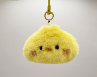 ミニひよこぬいぐるみキーホルダー：手作りのふわふわの黄色いひよこの