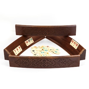 Wooden Handmade Rummy Cube Game Set - Curved Rummikub Board Game Set