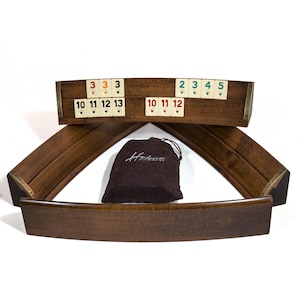Wooden Handmade Rummy Cube Game Set - Curved Rummikub Board Game Set