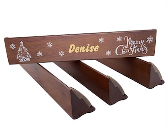 Custom Wooden Rummy Set With Personalized Engraving - Straight Racks & Tiles