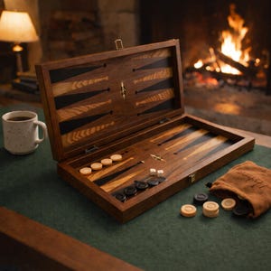 Eco Walnut Pattern Wooden Backgammon Board