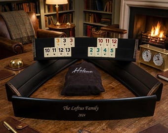 Handmade Black Wooden Curved Rummikub Set