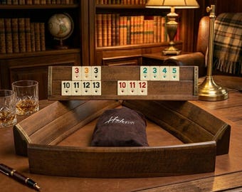Handgemaakte houten rummykubus-spellenset - gebogen rummikub-borden