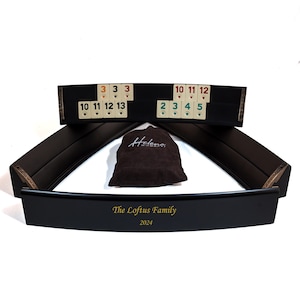 Black Curved Rummy Cube Game Set - Wooden Handmade Black Rummikub Game Set