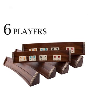 6 Players Personalized Oval Rummy Cube Board Game Set - Oval Shaped Elliptic Rummicube Racks | Customizable Rummy Set
