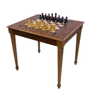 Handcrafted Wooden Chess Table - Large Luxury Chess Table Set with Drawers
